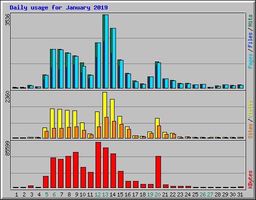 Daily usage for January 2019