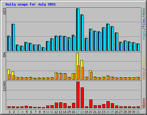 Daily usage for July 2021