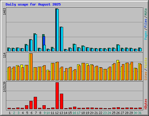 Daily usage for August 2025