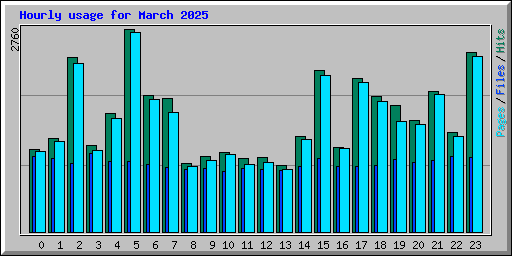 Hourly usage for March 2025